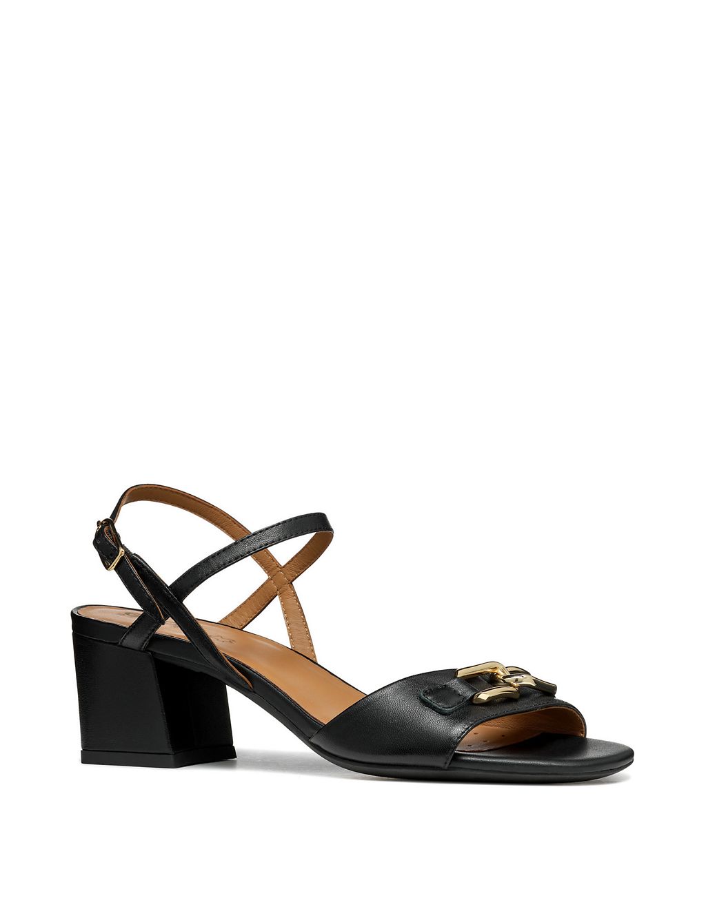 Leather Ankle Strap Block Heel Sandals 1 of 6