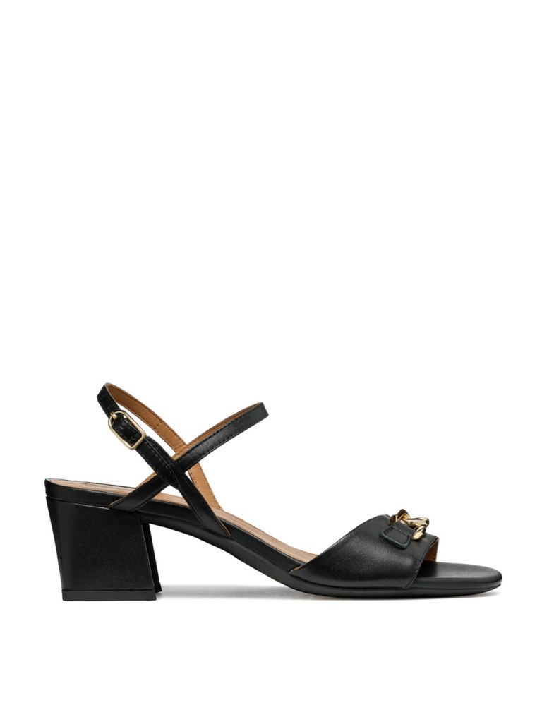 Leather Ankle Strap Block Heel Sandals 1 of 6