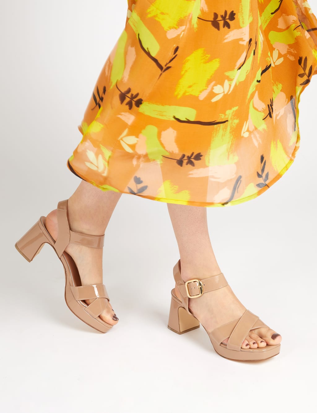 Mustard ankle strap sandals top