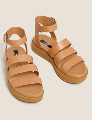 ankle strap flat leather sandals