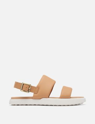 Leather Ankle Strap Flat Sandals Image 2 of 9