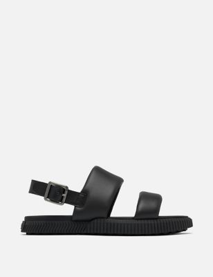 Leather Ankle Strap Flat Sandals Image 2 of 9