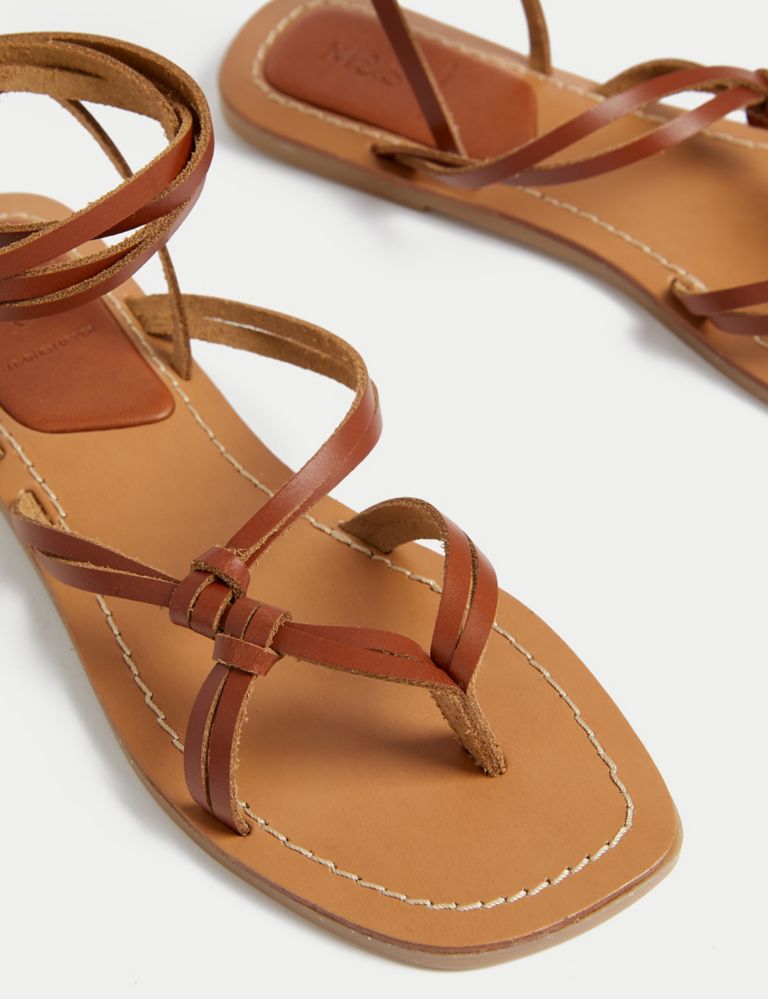 Leather Ankle Strap Flat Sandals 3 of 3