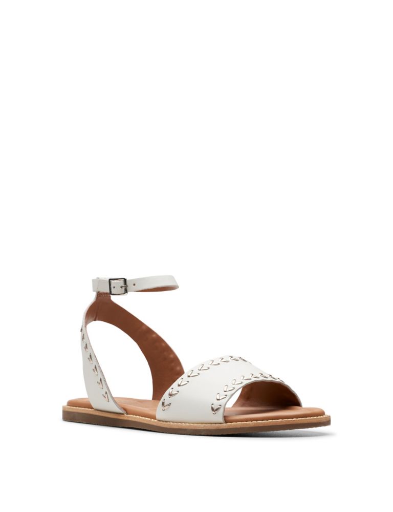 Leather Ankle Strap Flat Sandals 3 of 6