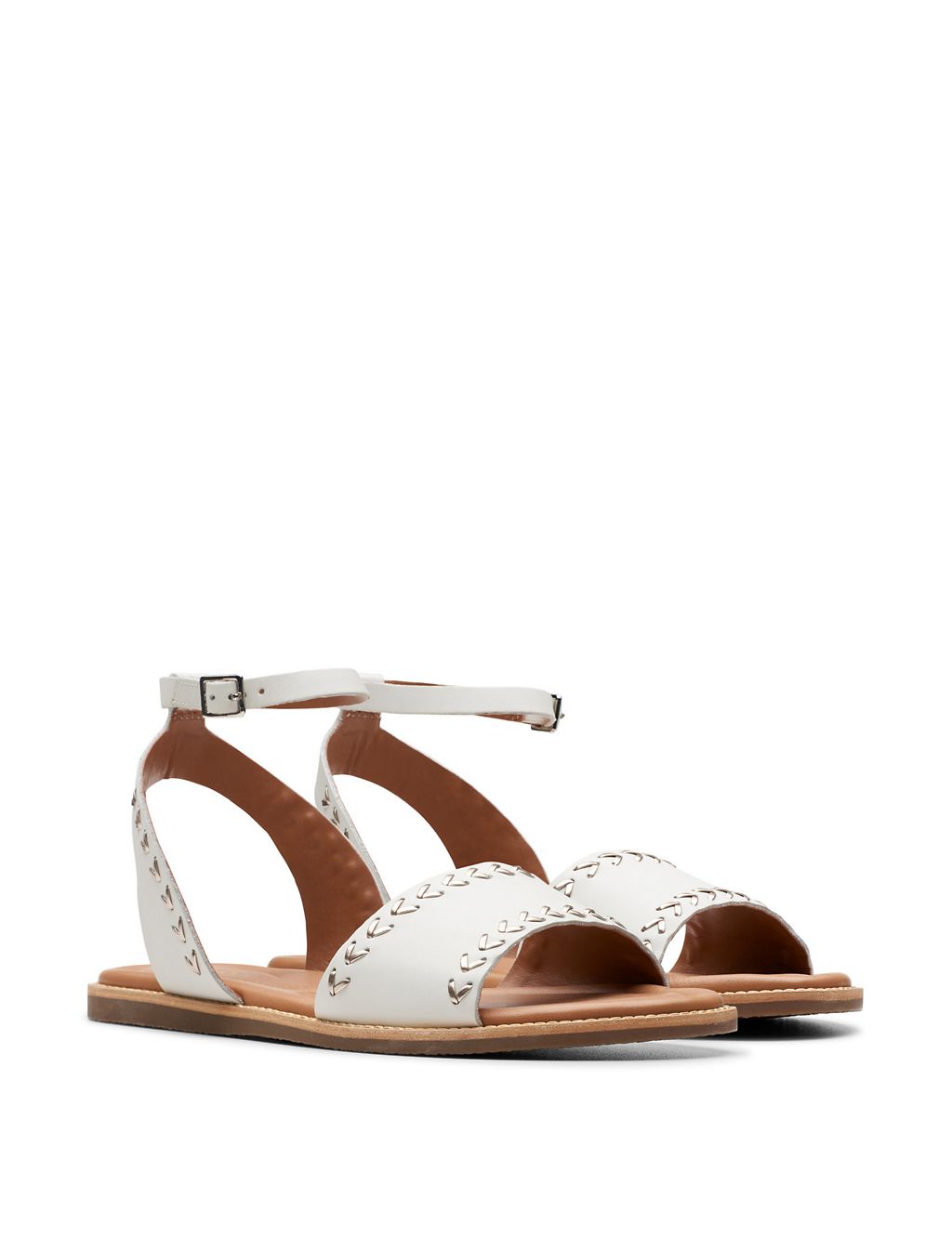 Leather Ankle Strap Flat Sandals 1 of 6