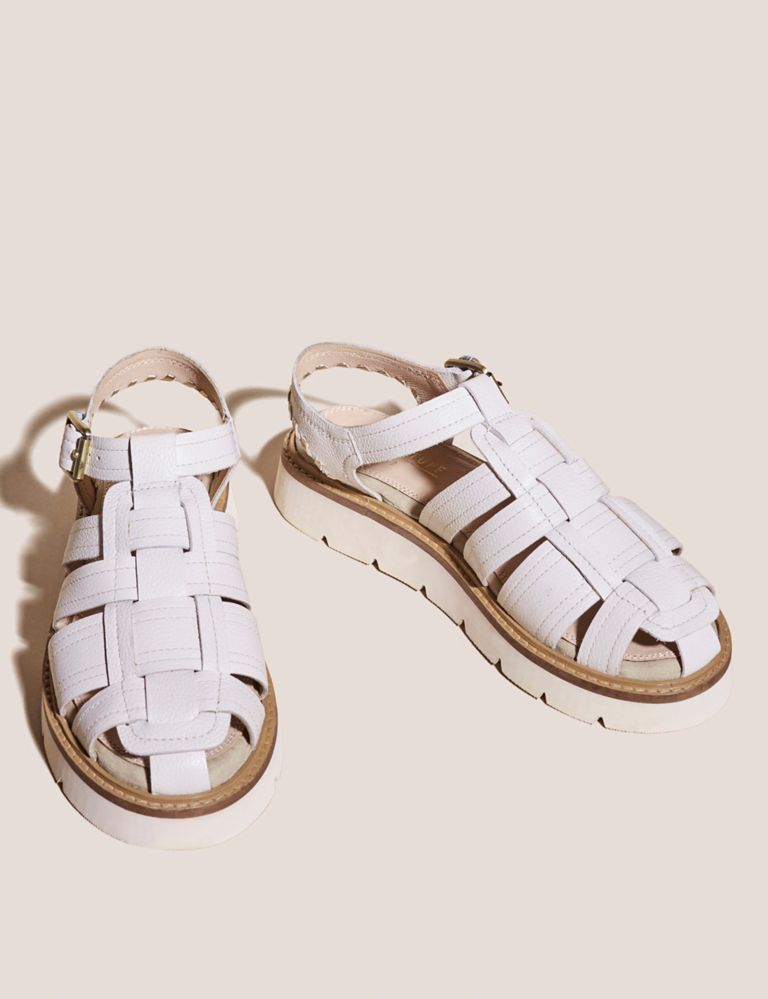 Leather Ankle Strap Flat Sandals 2 of 4
