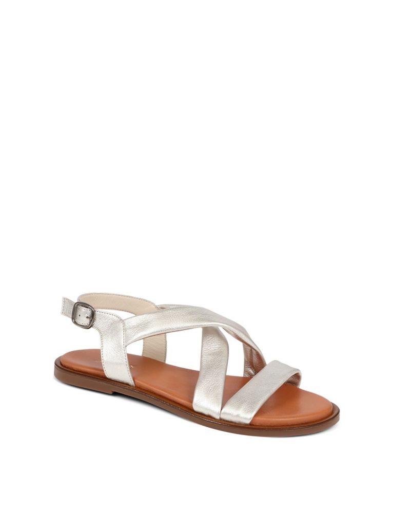 Leather Ankle Strap Flat Sandals 5 of 8