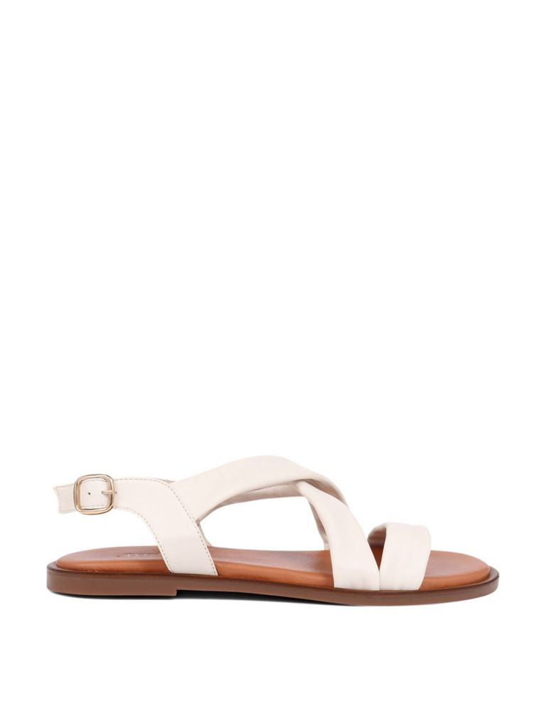 Leather Ankle Strap Flat Sandals 3 of 7