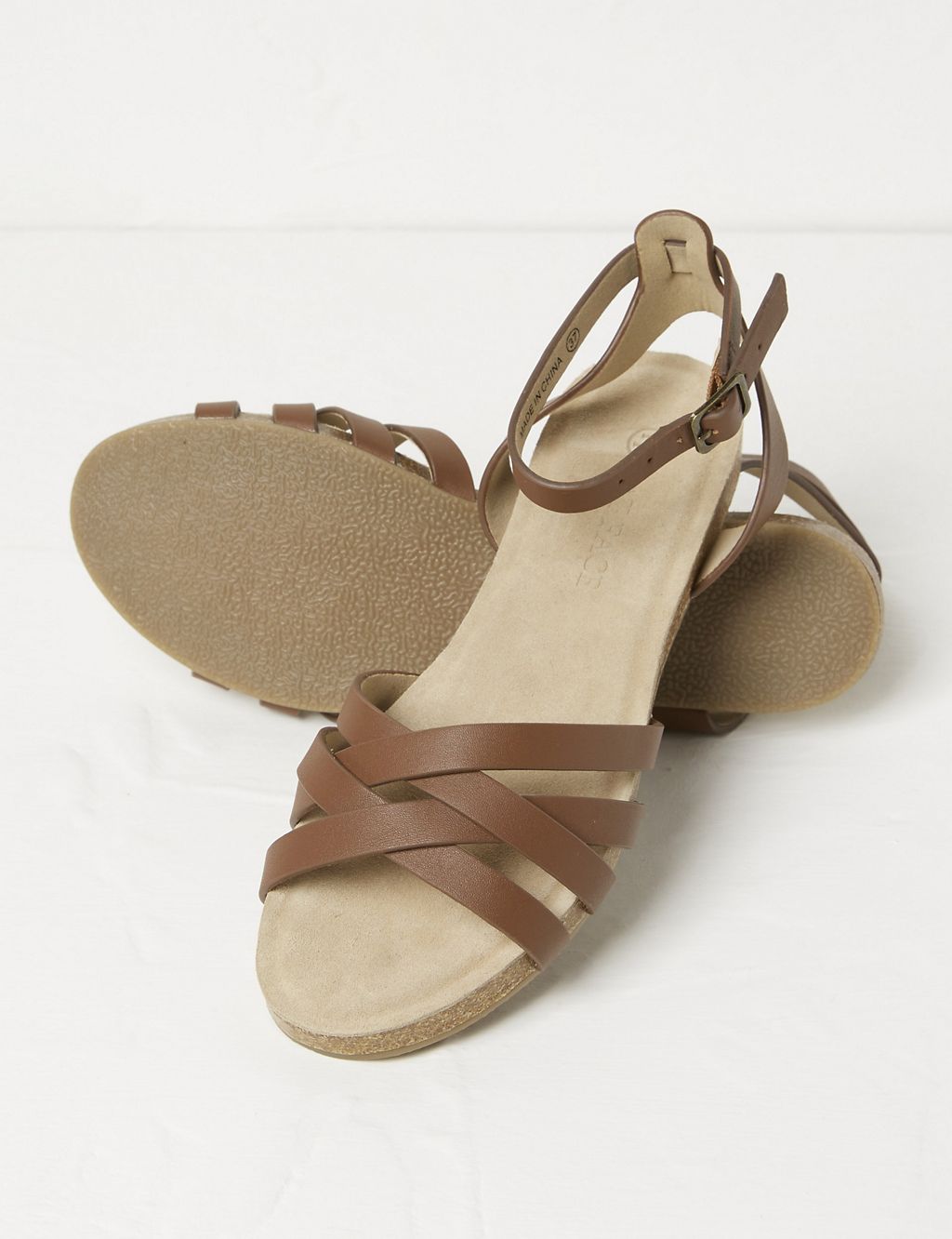 Leather Ankle Strap Flat Sandals 1 of 4