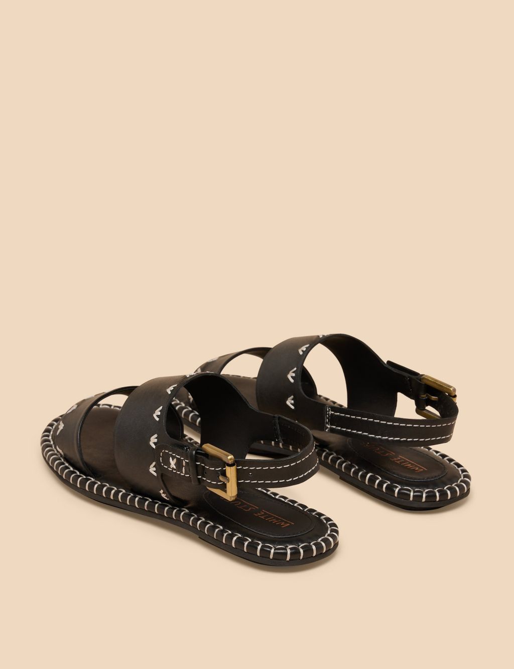 Leather Ankle Strap Flat Sandals 2 of 4