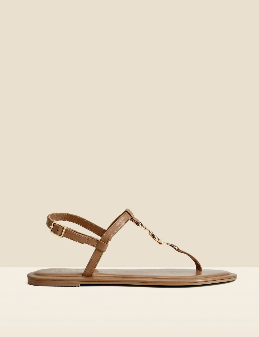 Leather Ankle Strap Flat Toe Thong Sandals 3 of 7
