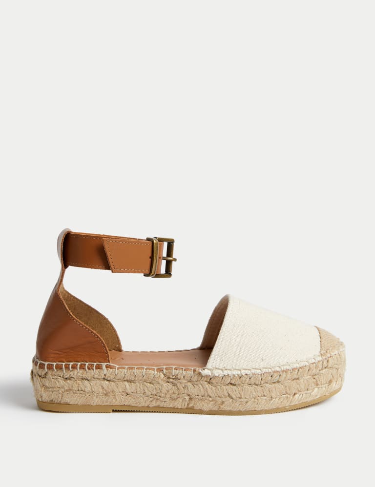 Leather Ankle Strap Flatform Espadrilles 1 of 3