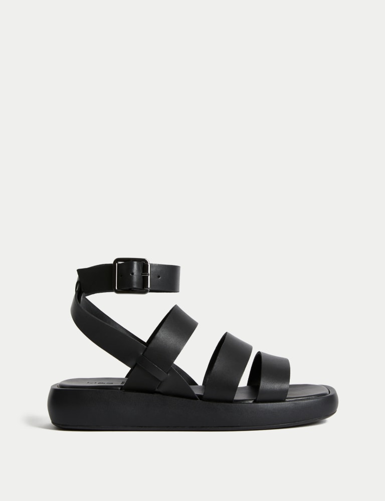 Leather Ankle Strap Flatform Sandals M S Collection M S