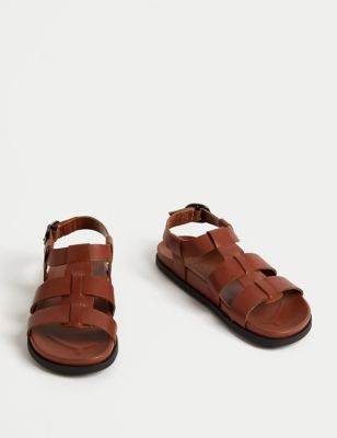 Leather Ankle Strap Footbed Sandals Image 2 of 4