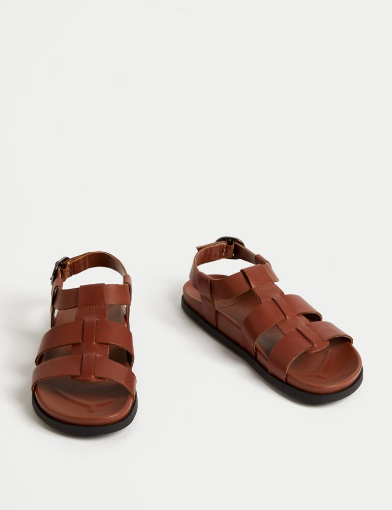 Leather Ankle Strap Footbed Sandals 2 of 4