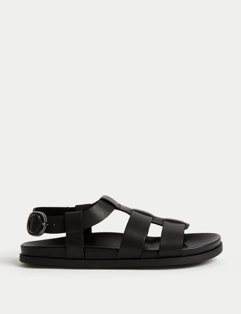 Leather Ankle Strap Footbed Sandals 1 of 3