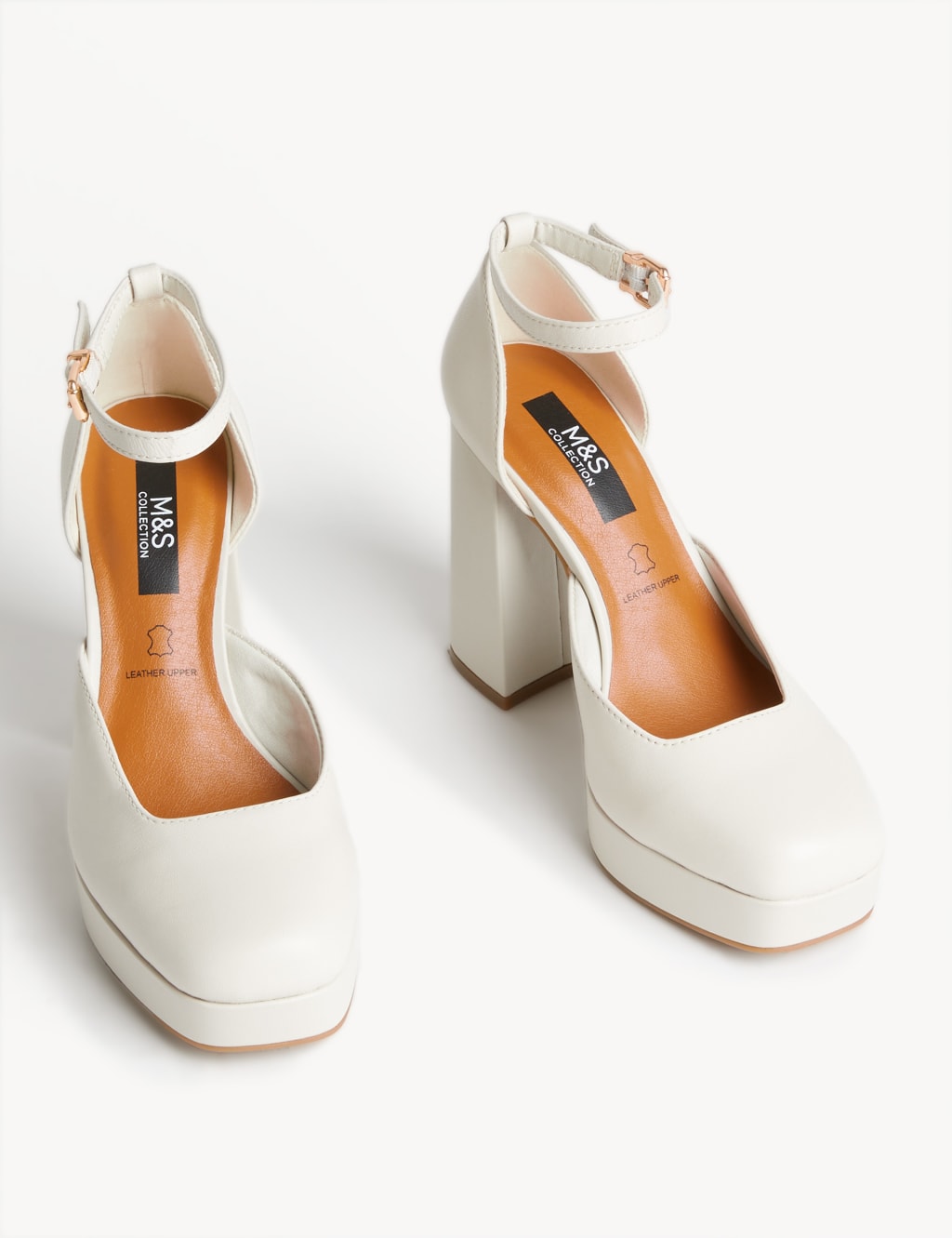 Leather Ankle Strap Platform Court Shoes M&S Collection M&S