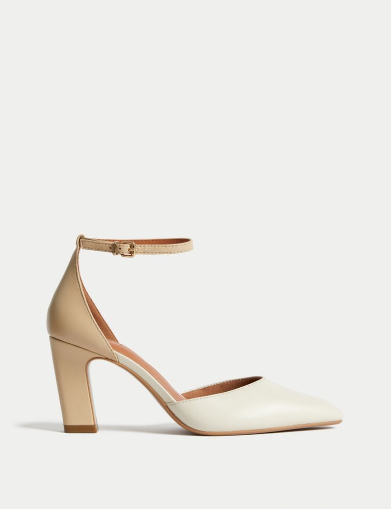 Leather Ankle Strap Pointed Court Shoes 1 of 3