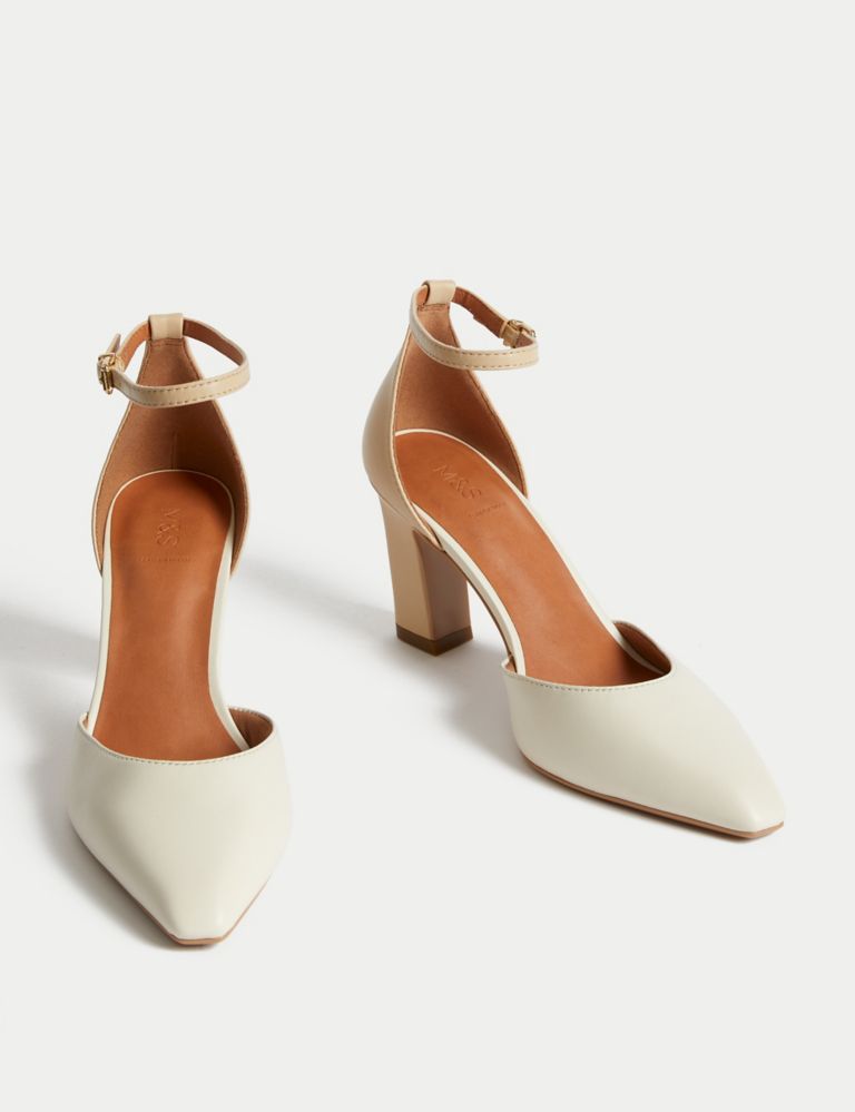 Leather Ankle Strap Pointed Court Shoes 2 of 3