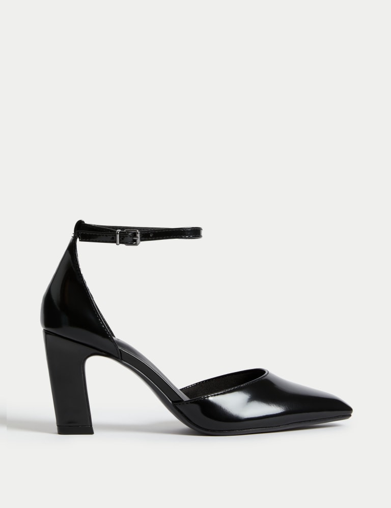 Leather Ankle Strap Pointed Court Shoes 1 of 3