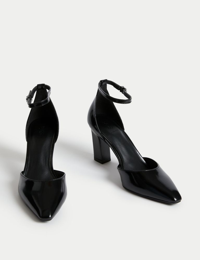 Leather Ankle Strap Pointed Court Shoes 2 of 3