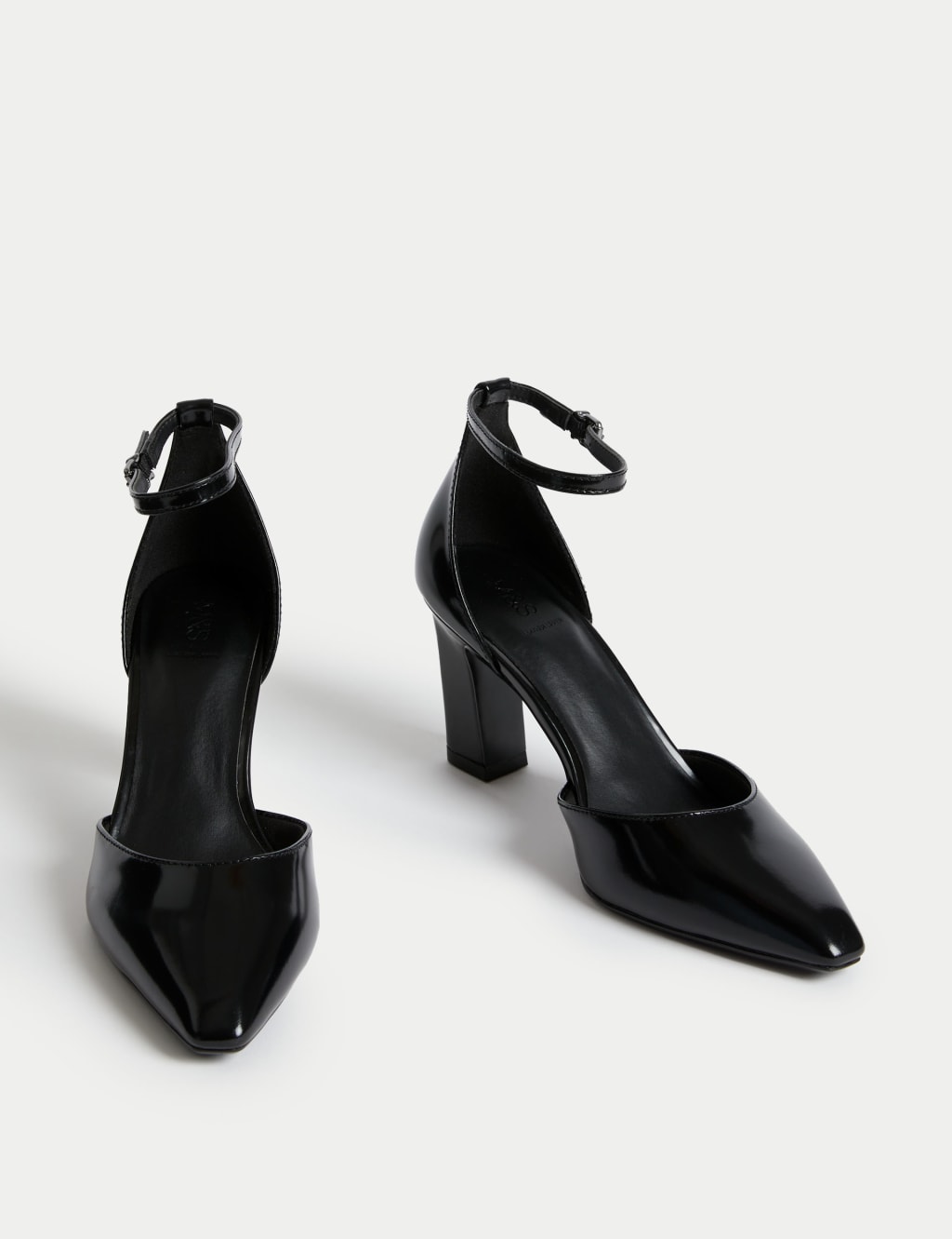 Leather Ankle Strap Pointed Court Shoes 1 of 3