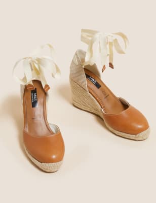 Leather store wedge espadrilles