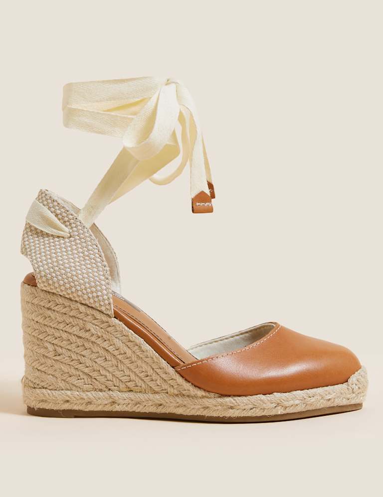 Leather Ankle Strap Wedge Espadrilles M&S Collection M&S