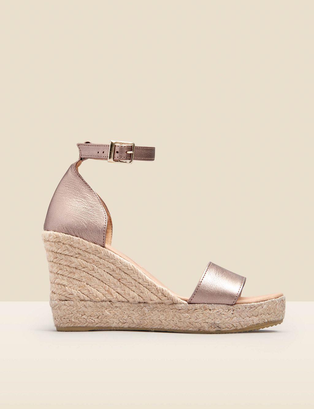Leather Ankle Strap Wedge Espadrilles 1 of 4