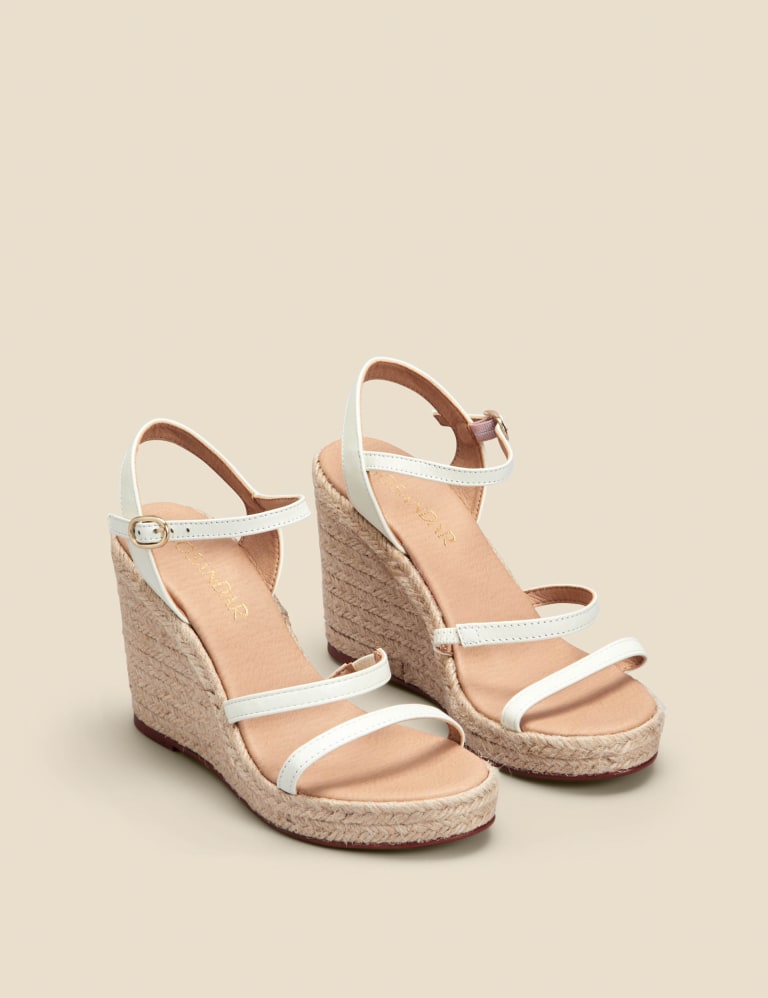 Leather Ankle Strap Wedge Espadrilles