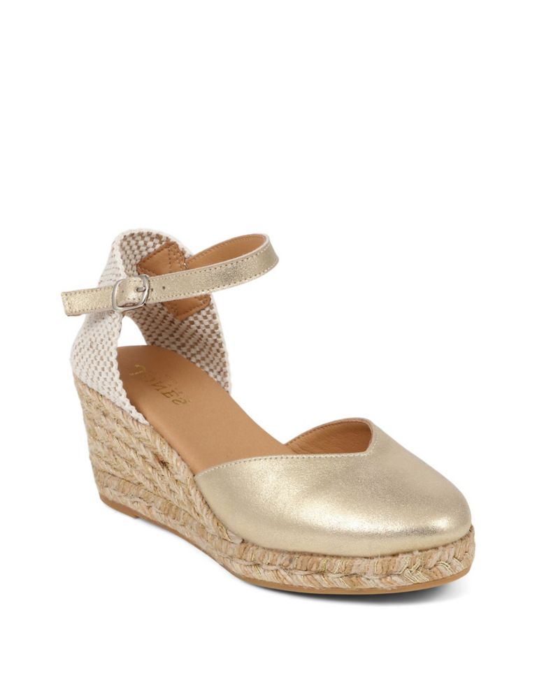 Leather Ankle Strap Wedge Espadrilles 4 of 7