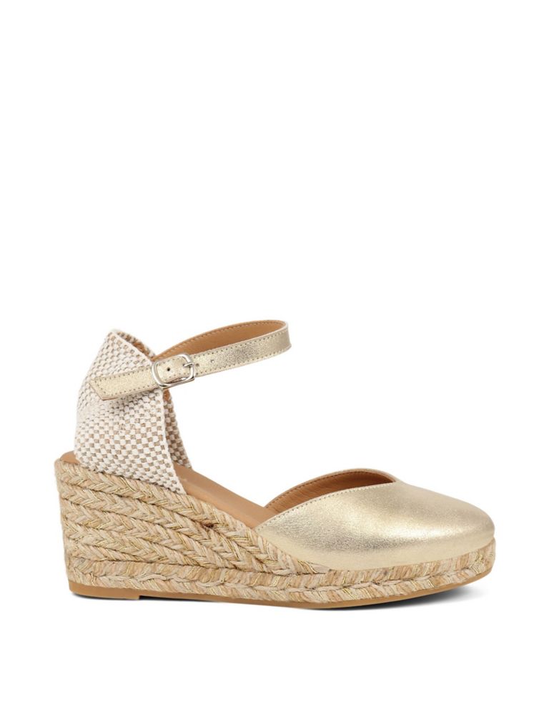 Leather Ankle Strap Wedge Espadrilles 3 of 7