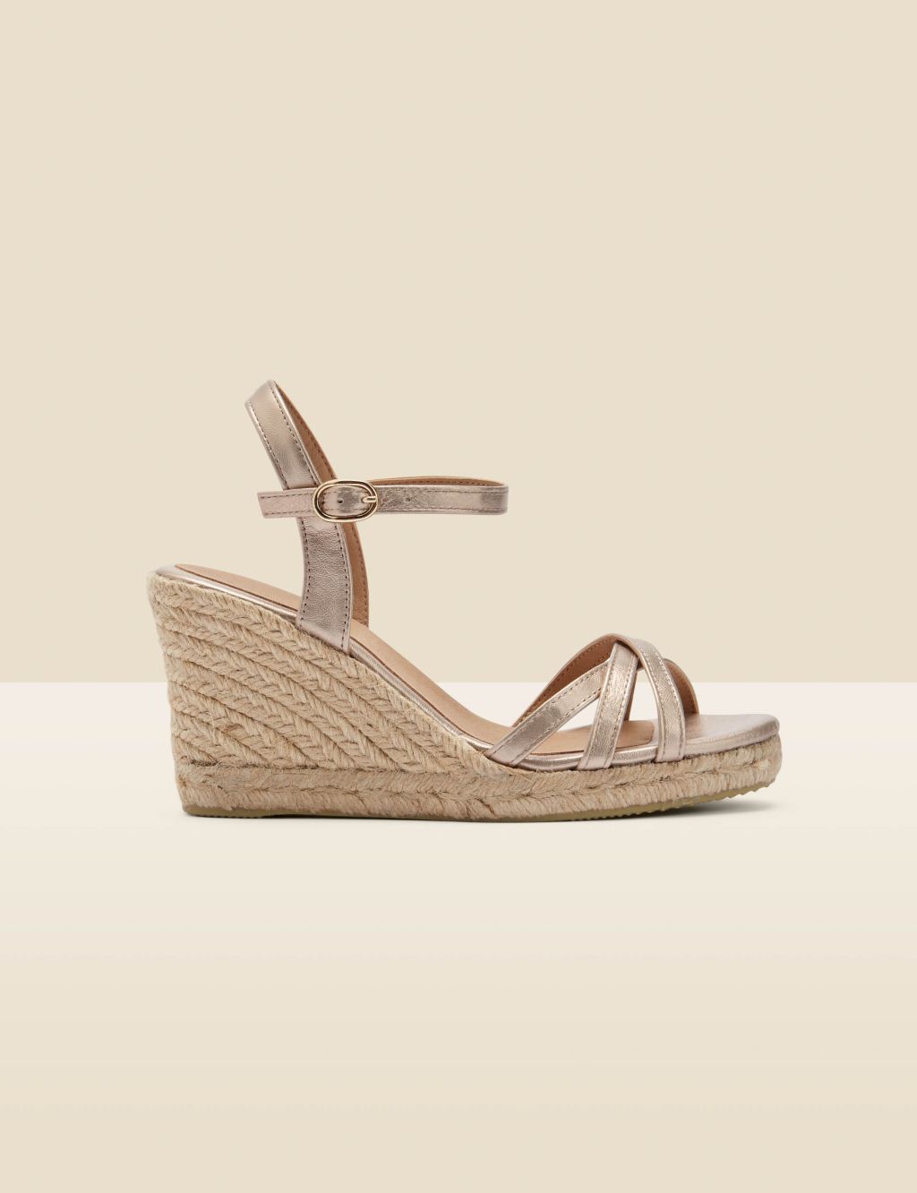 Leather Ankle Strap Wedge Espadrilles 1 of 5