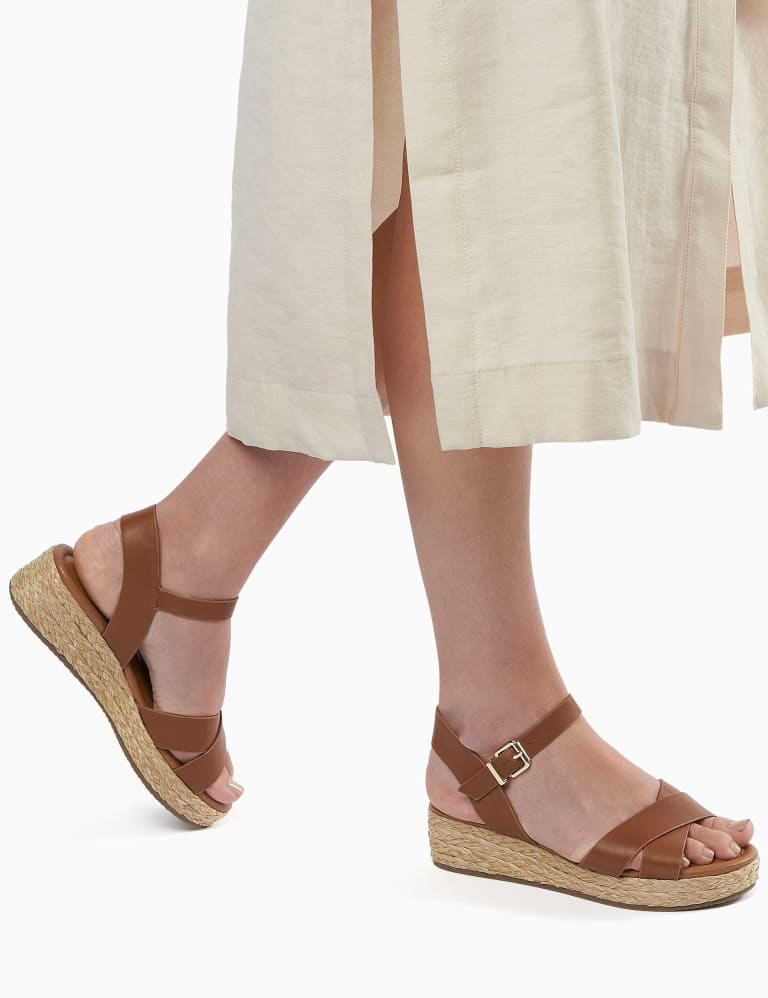 Womens leather wedge sandals discount
