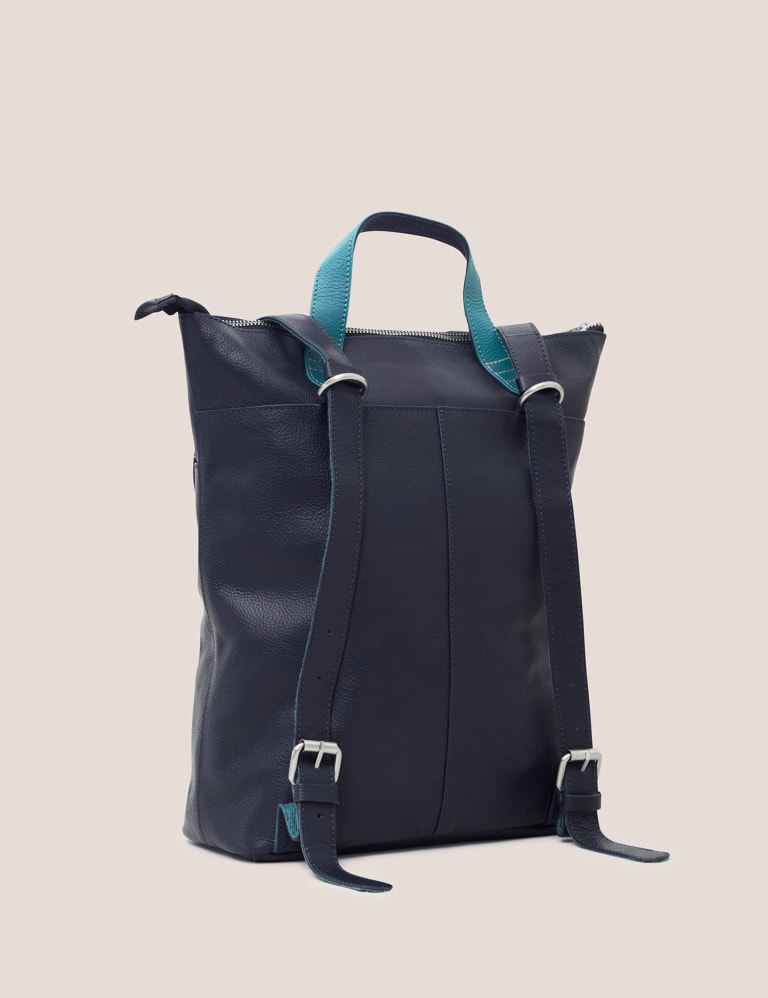 White stuff leather backpack store
