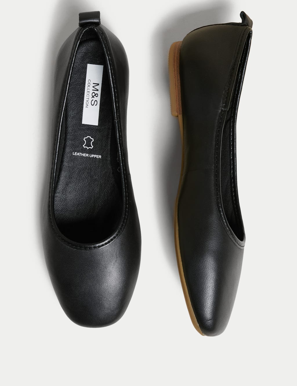 M&s leather high cut ballerina pumps sale
