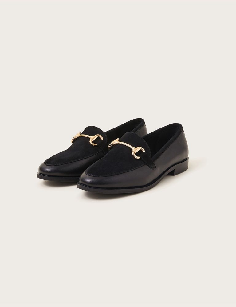 Leather Bar Block Heel Loafers 3 of 4