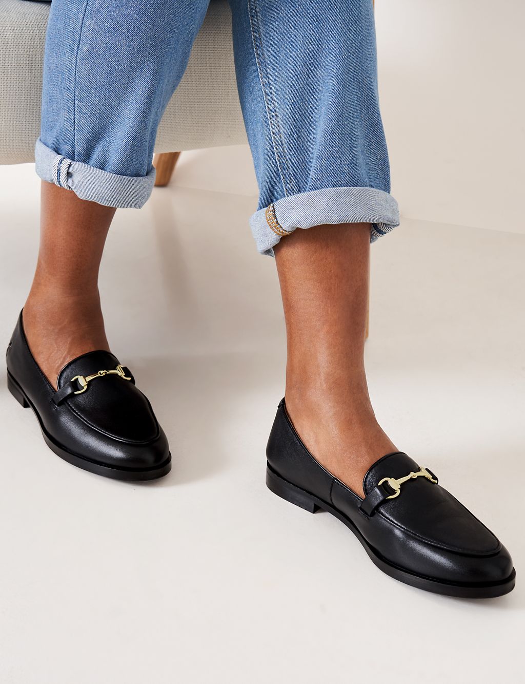 Leather Bar Flat Loafers | Crew Clothing | M&S