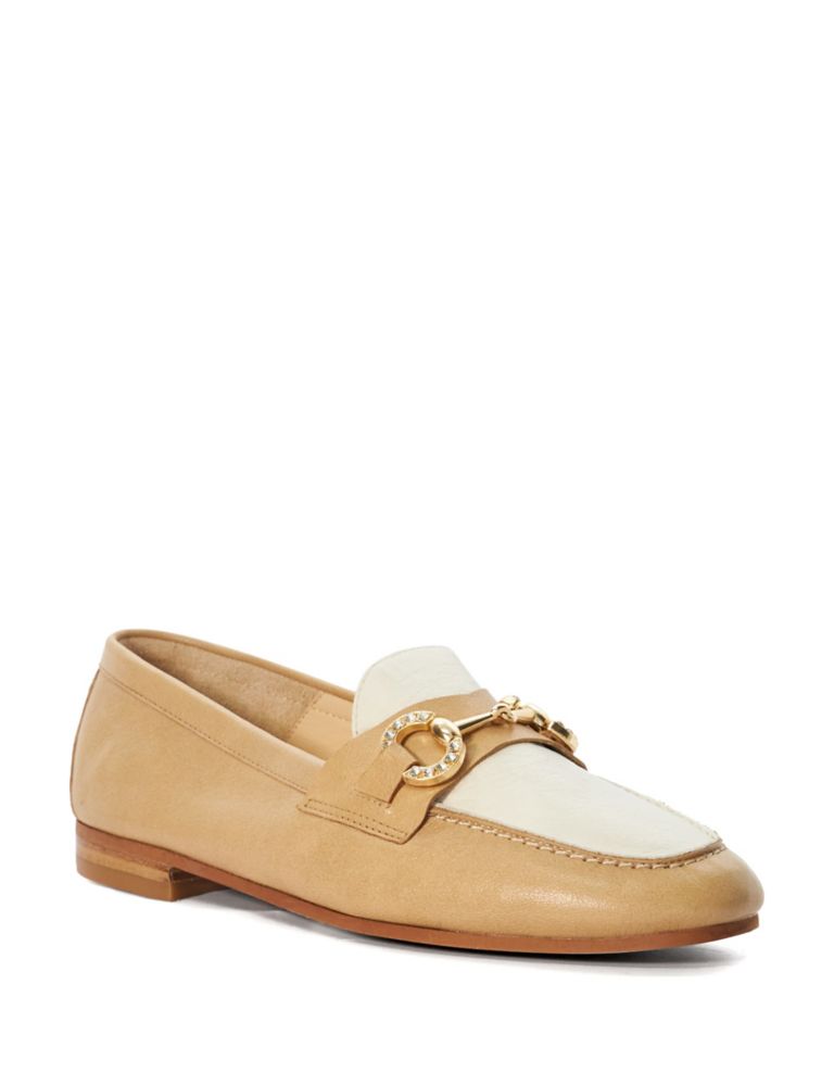 Leather Bar Slip On Flat Loafers 2 of 5