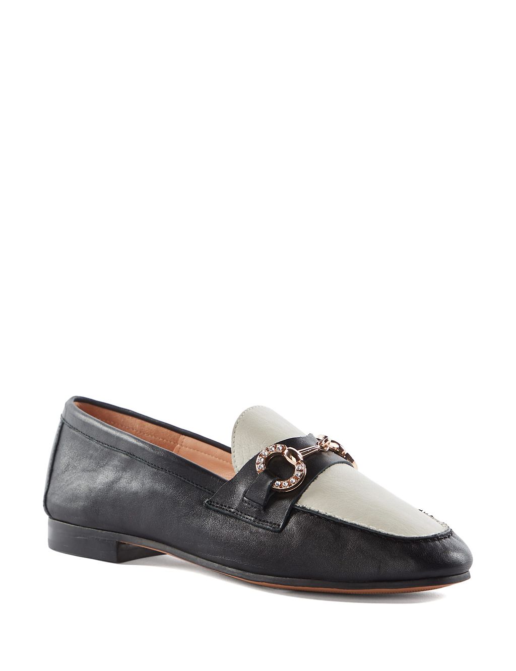 Leather Bar Slip On Flat Loafers 1 of 4