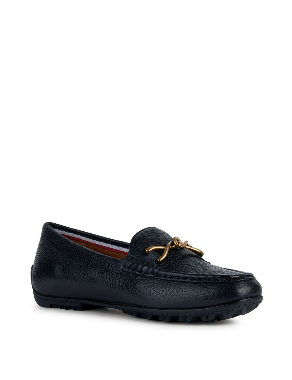 Leather Bar Slip On Flat Loafers 1 of 6