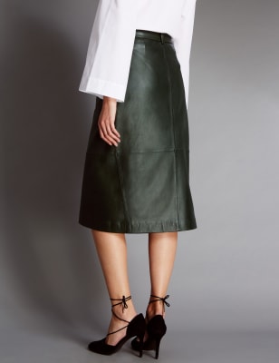 m and s leather skirt