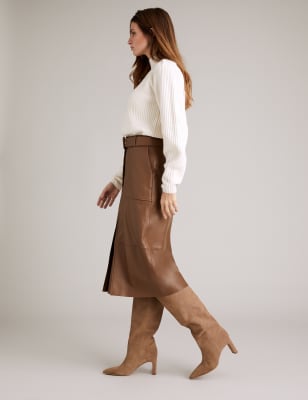 Midi pencil skirt leather sale