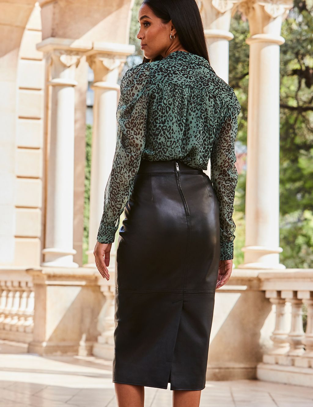 Leather Belted Midi Pencil Skirt | SOSANDAR | M&S