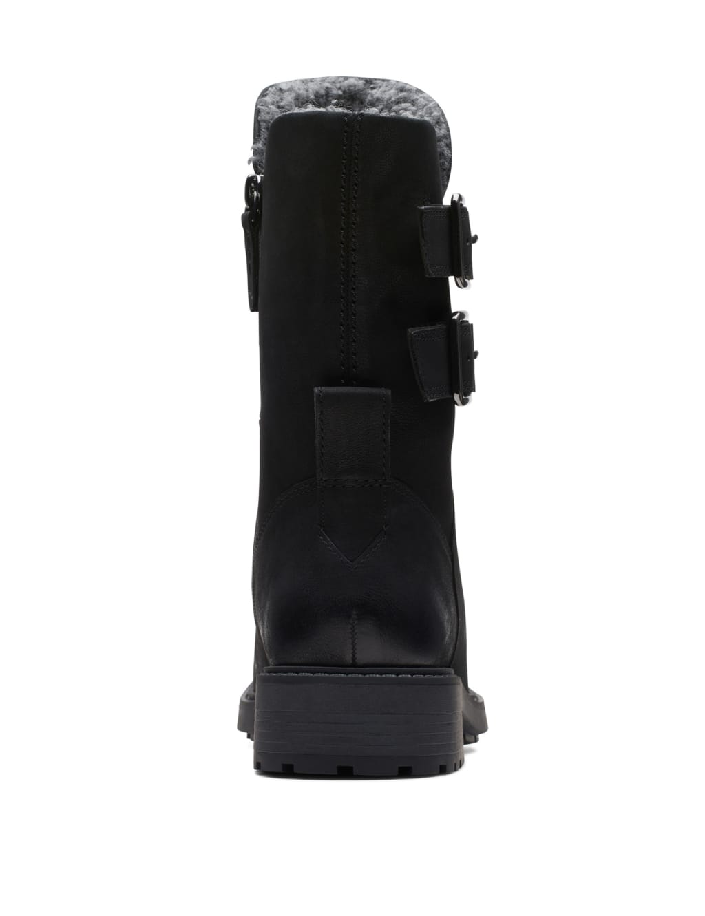 Clarks black biker boots discount