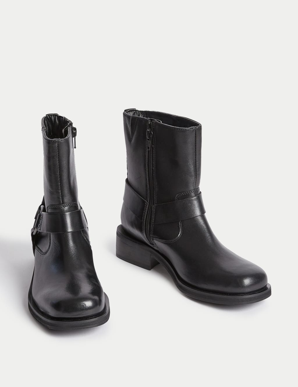 Lace up biker flat ankle boot top