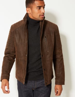 M&s mens deals leather jacket