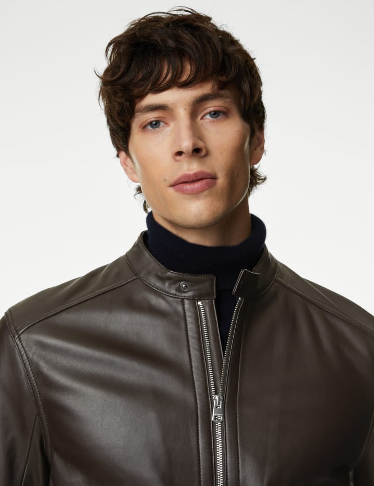 High neck leather jacket top