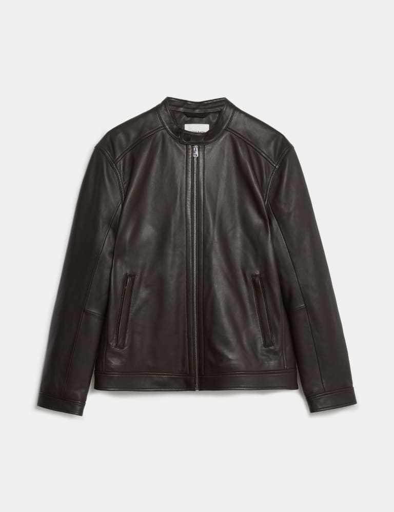 Jack & Jones Essentials faux leather racer jacket in black