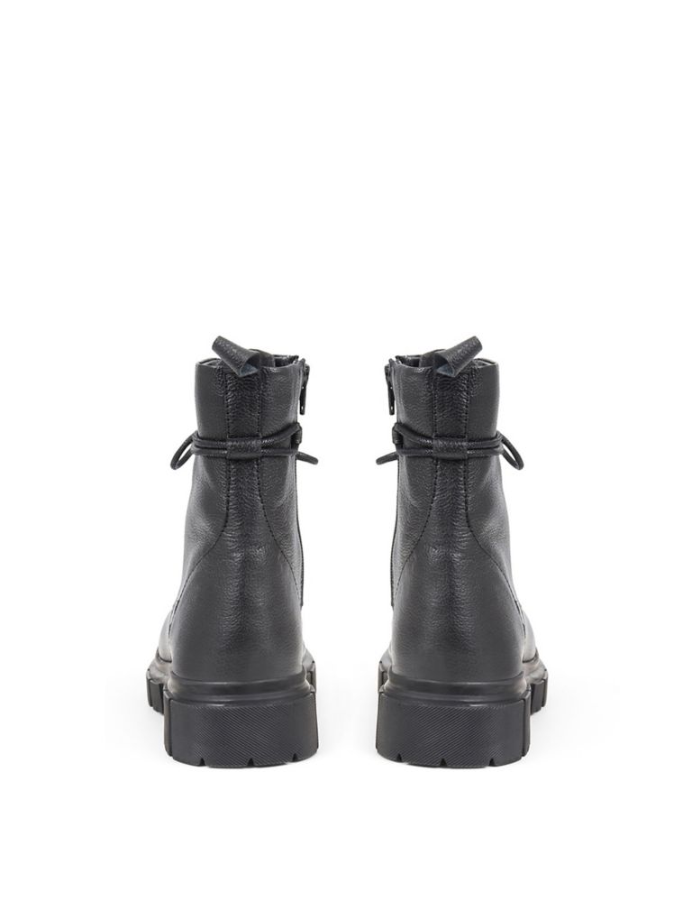 Leather Biker Lace Up Cleated Ankle Boots 6 of 7